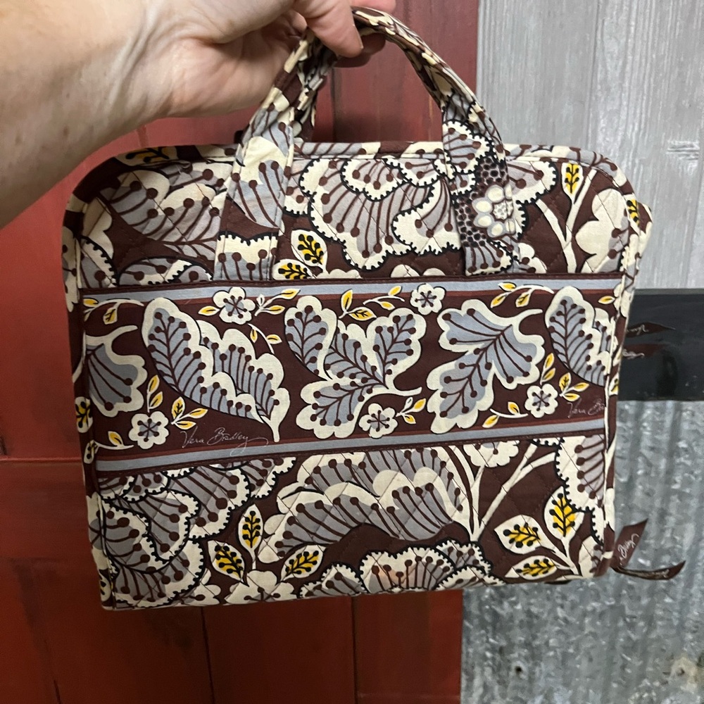 Vera Bradley Brown and Cream Floral Cosmetic Bag